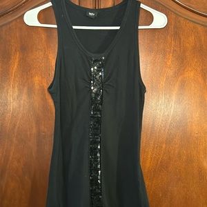 Massimo Black Tank Top w/Sequin front embellishment -XL